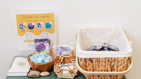 Assortment is condoms, dental dams, and other safer sex supplies offered at the Center for Wellness and Health Promotion at Harvard University